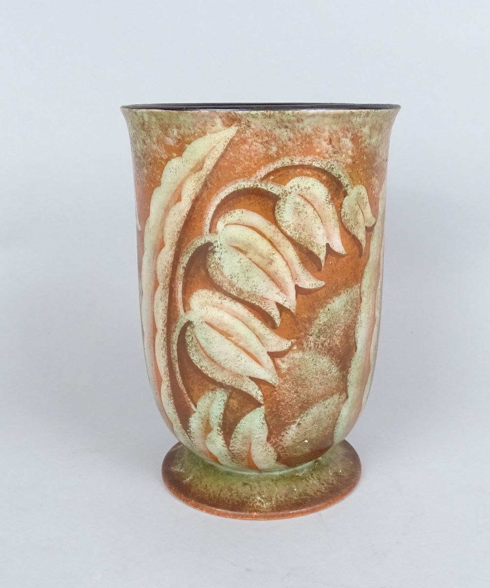 CATTEAU Charles Ceramica: vaso in terracotta Boch Fr. Kéramis firmato *CATTEAU C&hellip;