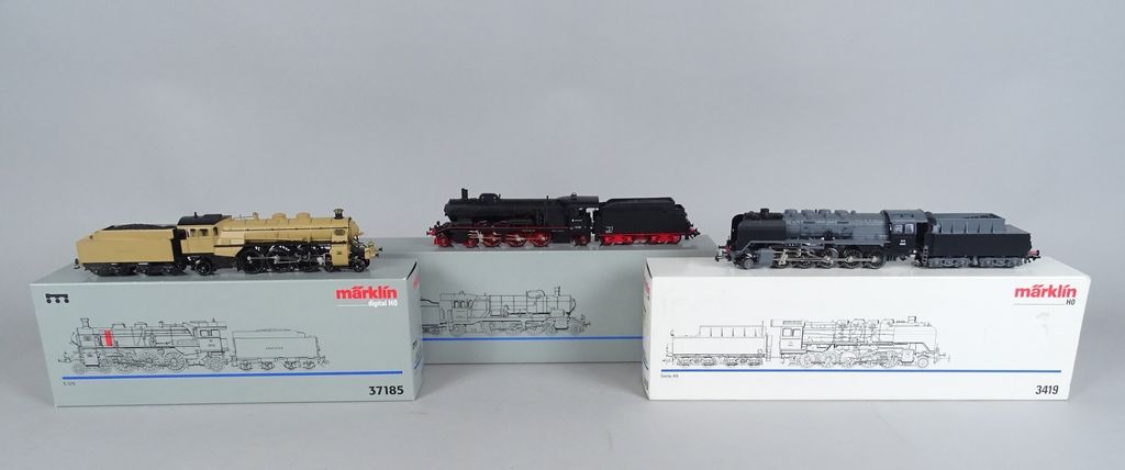 Null 玩具：MARKLIN HO型蒸汽机车，带标头(3)：3419荷兰NS系列49+37185 S 3/6 from K. Bay.Sts.B. + 371&hellip;