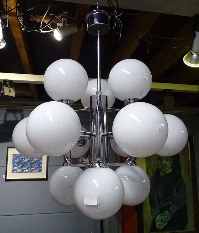 Null Luminaire: lustre vintage globes boules en chrome 12 lumières dans le style&hellip;