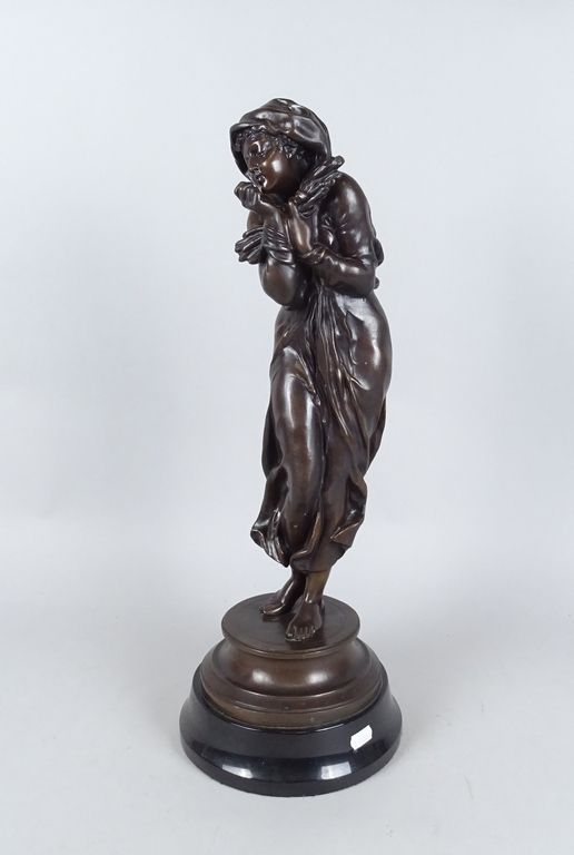 MOREAU Hippolyte François Sculpture: bronze -La frileuse- tirage posthume d'aprè&hellip;