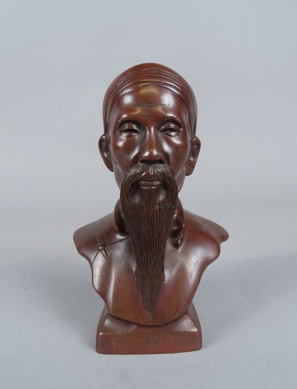 Null Sculpture: bronze -Buste d'homme japonais- anonyme début 20eS H:14cm