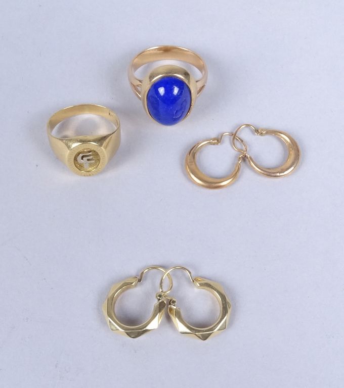 Null Bijou: Bague avec lapis lazuli, chevalière, paire de boucles d'oreilles en &hellip;