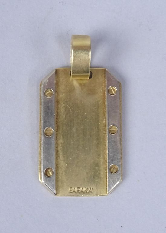 Null Gioiello: Piastra pendente in oro giallo e bianco 18 carati P: 13,6gr