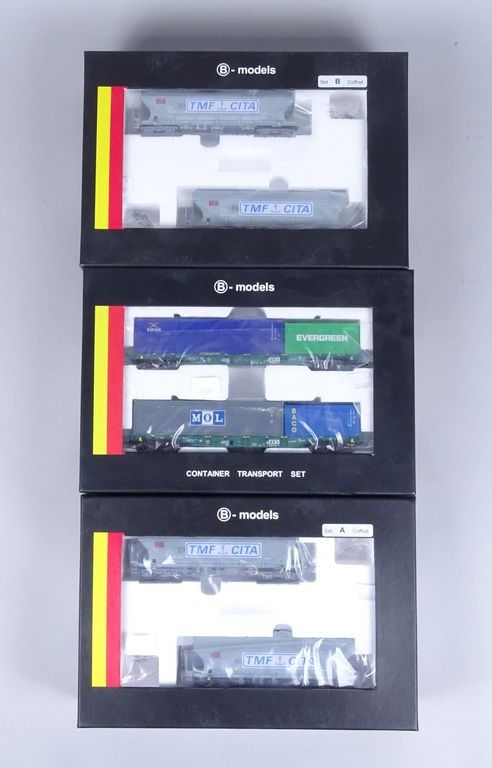Null Giocattolo: Treno B-MODELS HO DC carri merci SNCB: 45.108 01/02 container B&hellip;