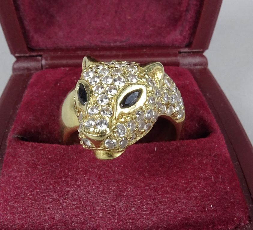 Null Jewel: Ring -Panther- in 18K yellow gold set with synthetic stones P: 10,8g&hellip;