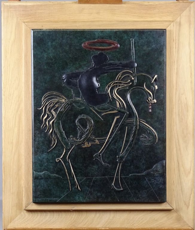 DALI Salvador Sculpture: Bas-relief en bronze -Le cavalier noir- 108/150 cachet &hellip;