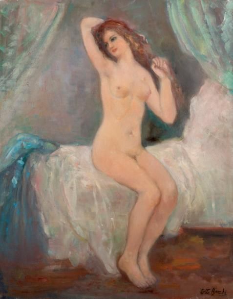 ATELIER BACCHI CESARE (1881-1971) Le réveil Huile sur toile. Signée en bas à dro&hellip;