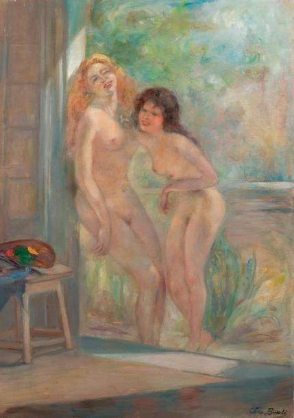 ATELIER BACCHI CESARE (1881-1971) Les modèles Huile sur toile. Signée en bas à d&hellip;