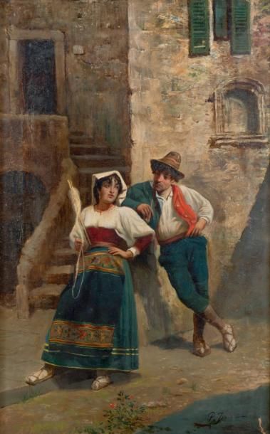 JORIS PIO (1843-1921) Scène galante Huile sur toile. Signée en bas à droite. (éc&hellip;