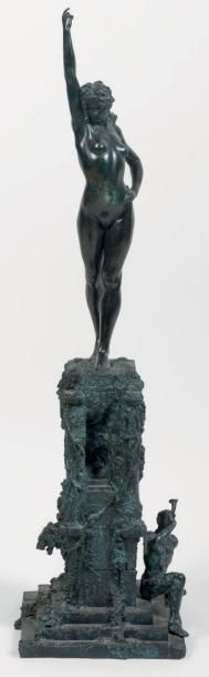 MICHEL LEVY (NÉ EN 1949) Europe Épreuve en bronze à patine verte. Signé, titré, &hellip;