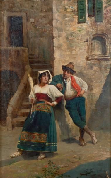 JORIS PIO (1843 - 1921) Scène galante Huile sur toile. Signée en bas à droite. (&hellip;