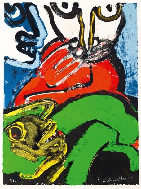 LINDSTRÖM BENGT (1925-2008) Trois visages, 1989 Lithographie en couleurs Signée &hellip;