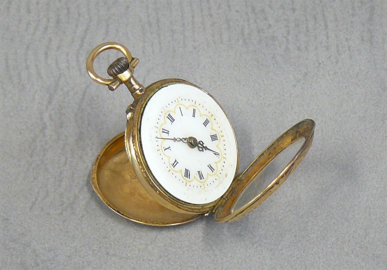 Null Reloj de cuello de oro (caballo), parte trasera con follaje, caja doble - p&hellip;