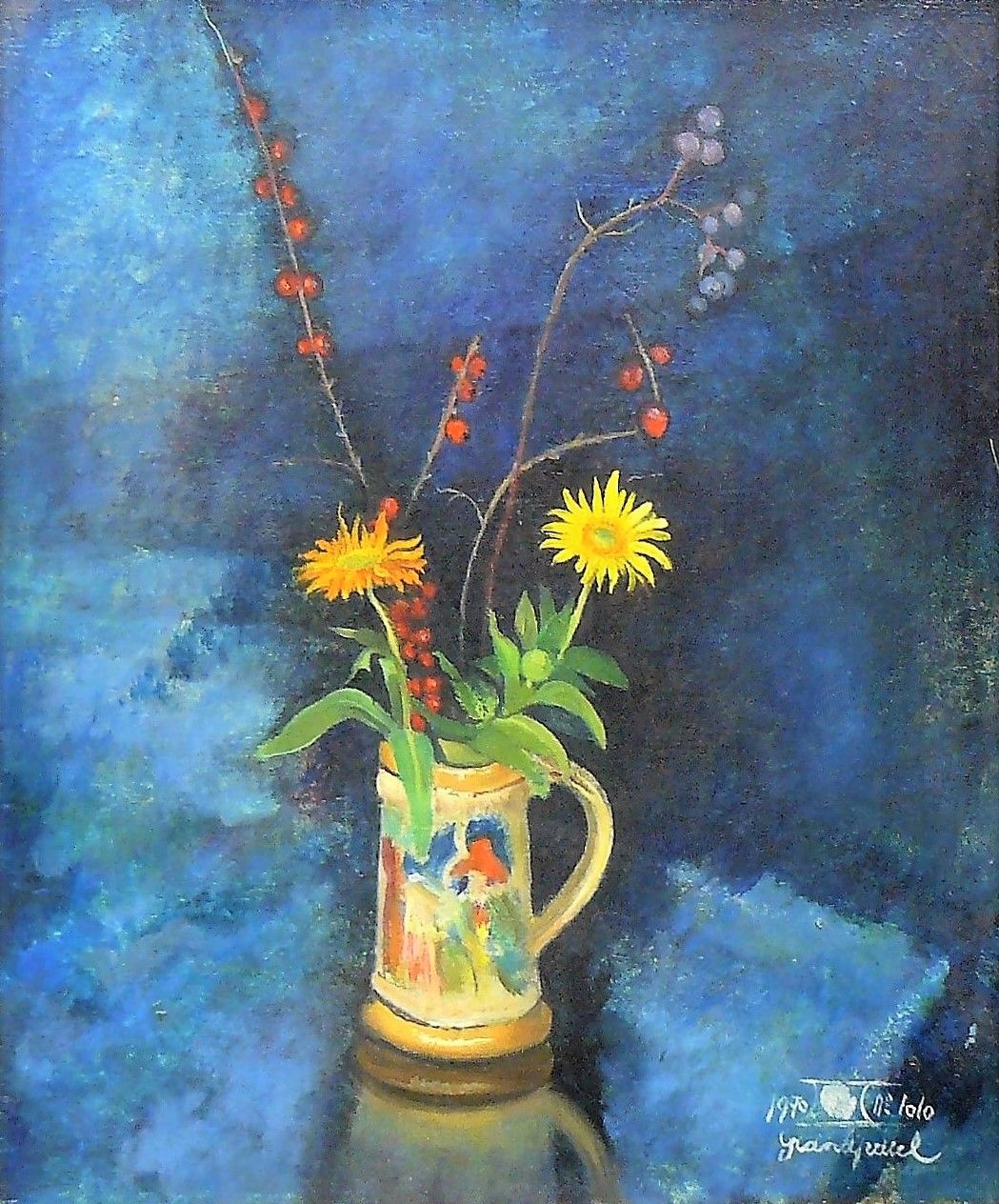 Marcel GRANDPAUL Marcel GRANDPAUL (1908-1984) : bouquet de fleurs dans un pichet&hellip;