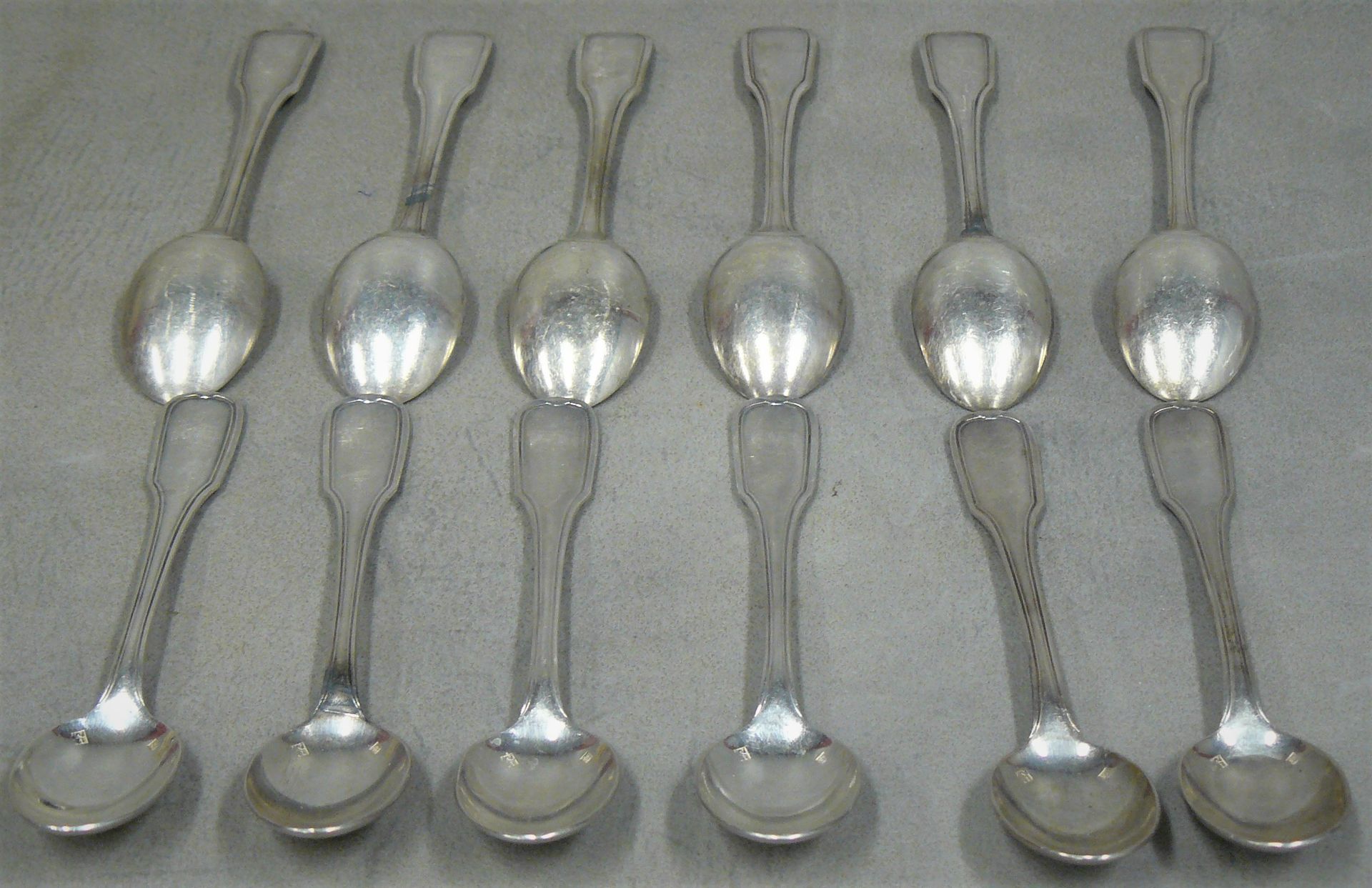 CHRISTOFLE twelve silver plated moka spoons chased with garlands by Christofle