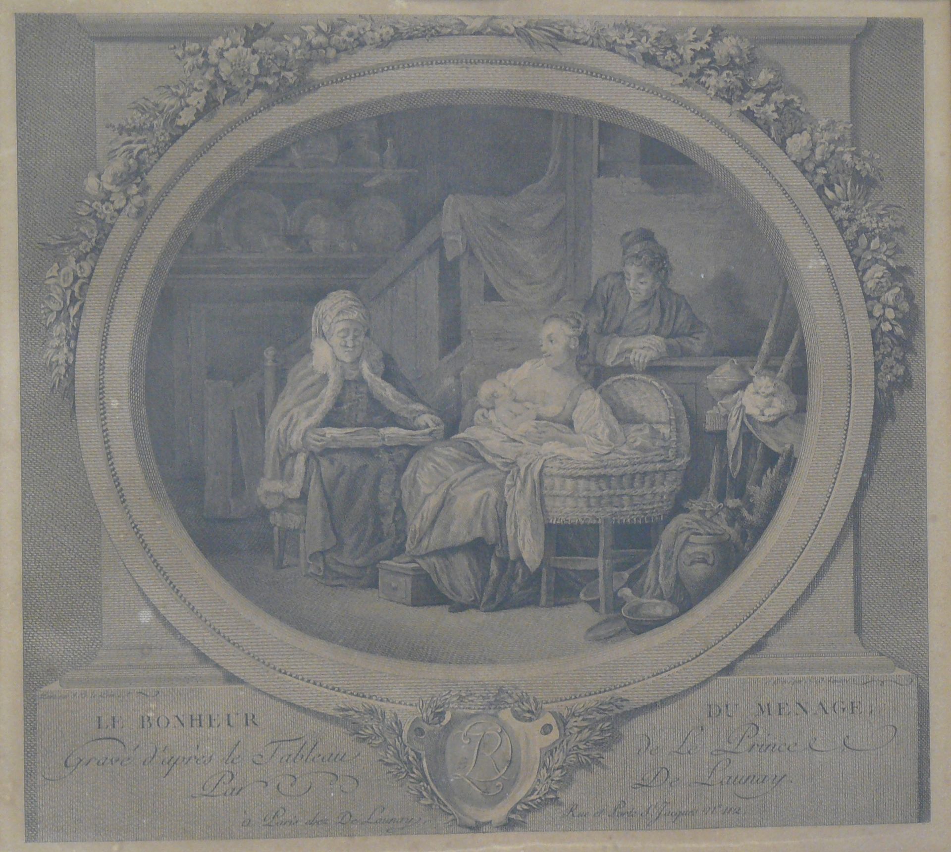 Null 王子之后：家庭的幸福 德劳内的旧版画 - 28 x 32 cm