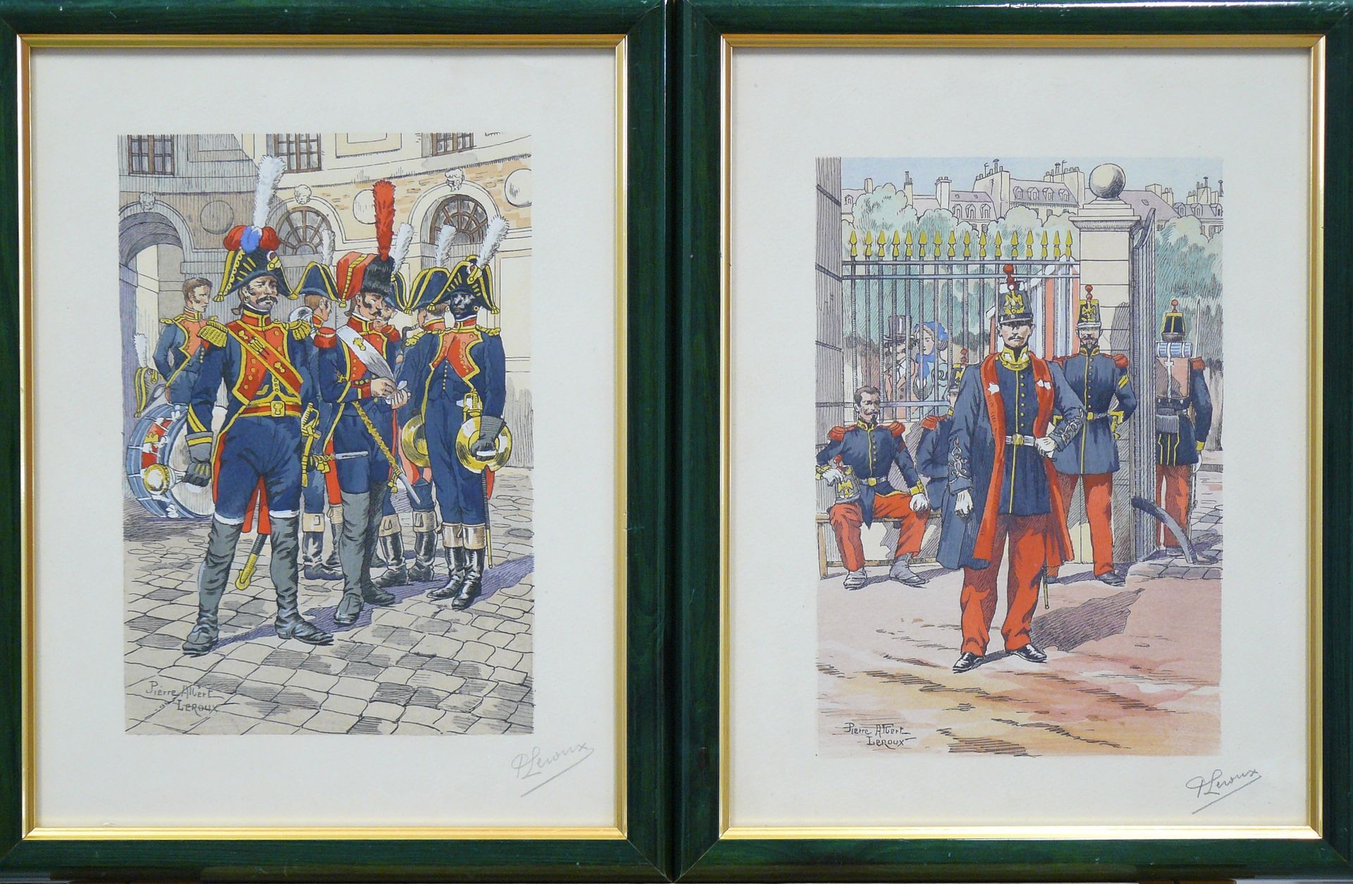 Pierre LEROUX Pierre LEROUX : two prints with military subjects signed lower rig&hellip;