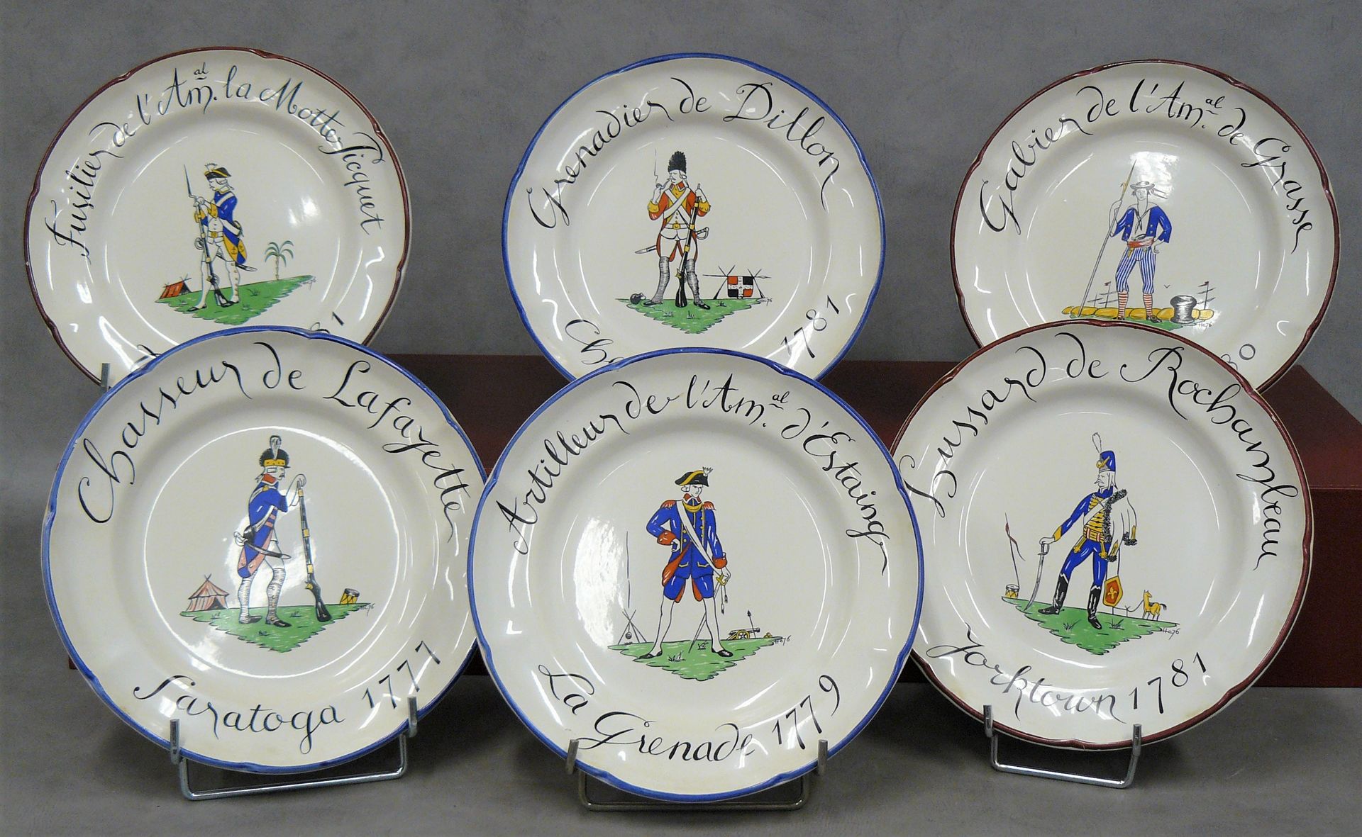 SAINT CLÉMENT a set of six plates in Saint Clément earthenware decorated with so&hellip;