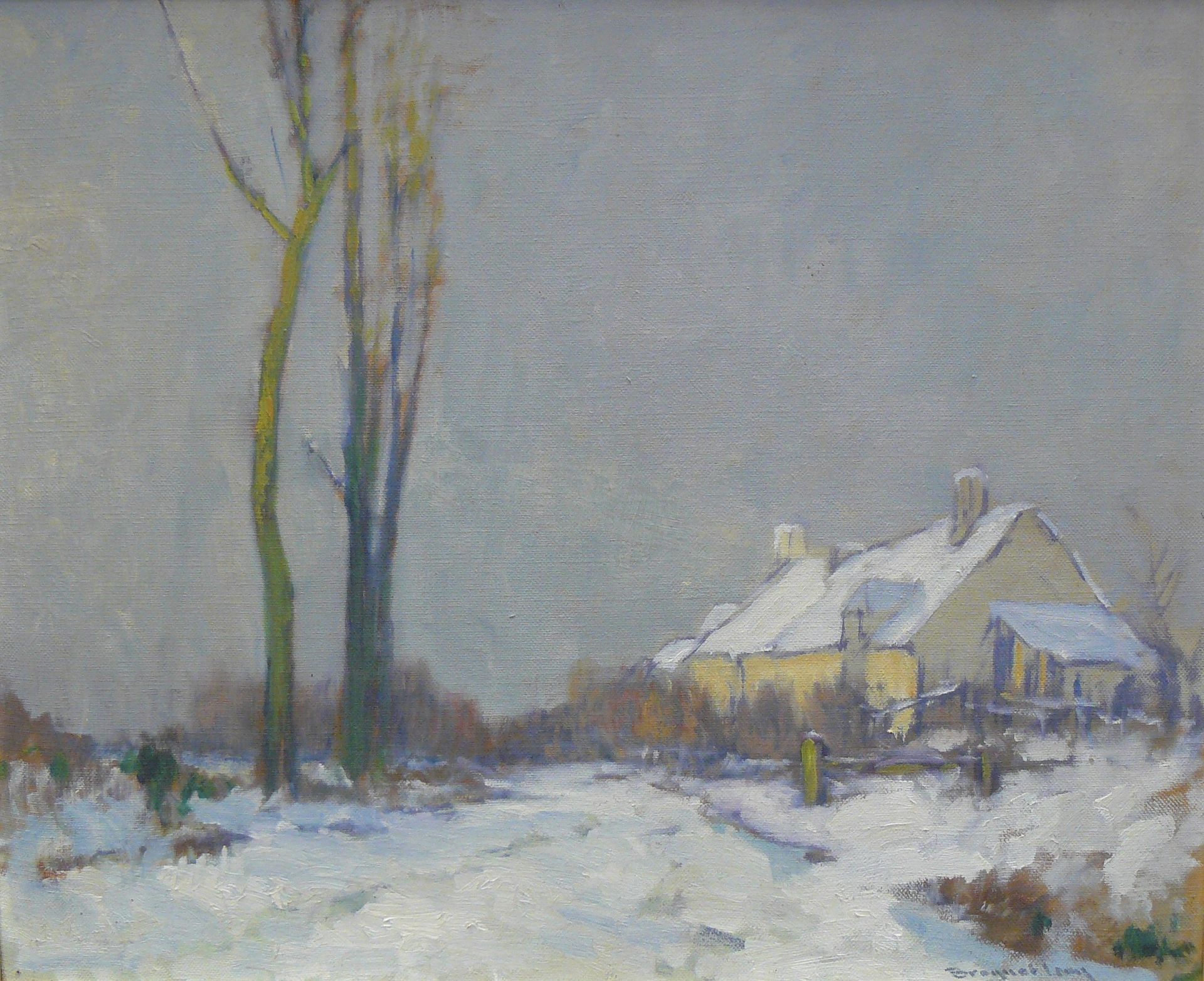 Léon BROQUET Léon BROQUET (1869-1935): paesaggio invernale, olio su tela firmato&hellip;