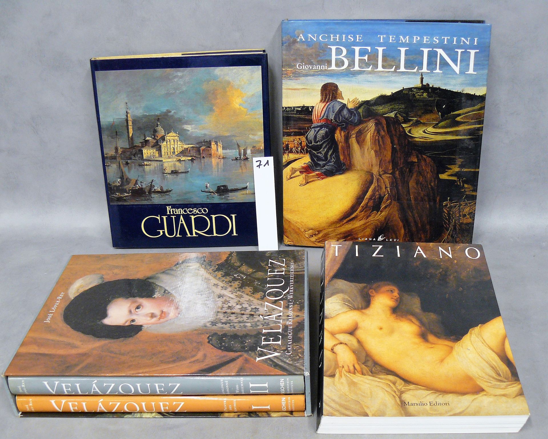 PEINTRES lote de 4 libros sobre pintores: Bellini, Guardi, Iziano, Velázquez
