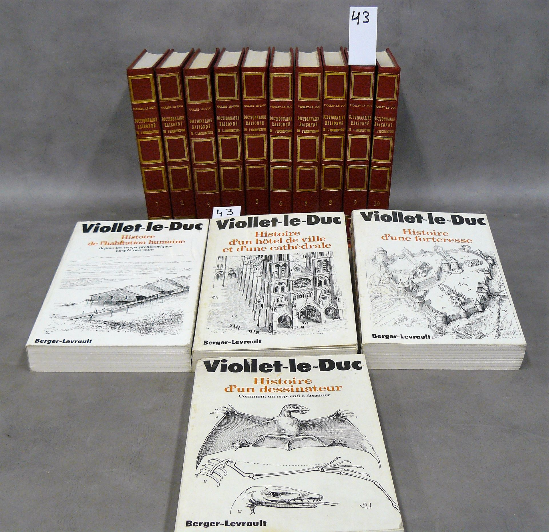 ARCHITECTURE 14件作品，包括：《建筑学词典》十卷和《Viollet le Duc》四卷。