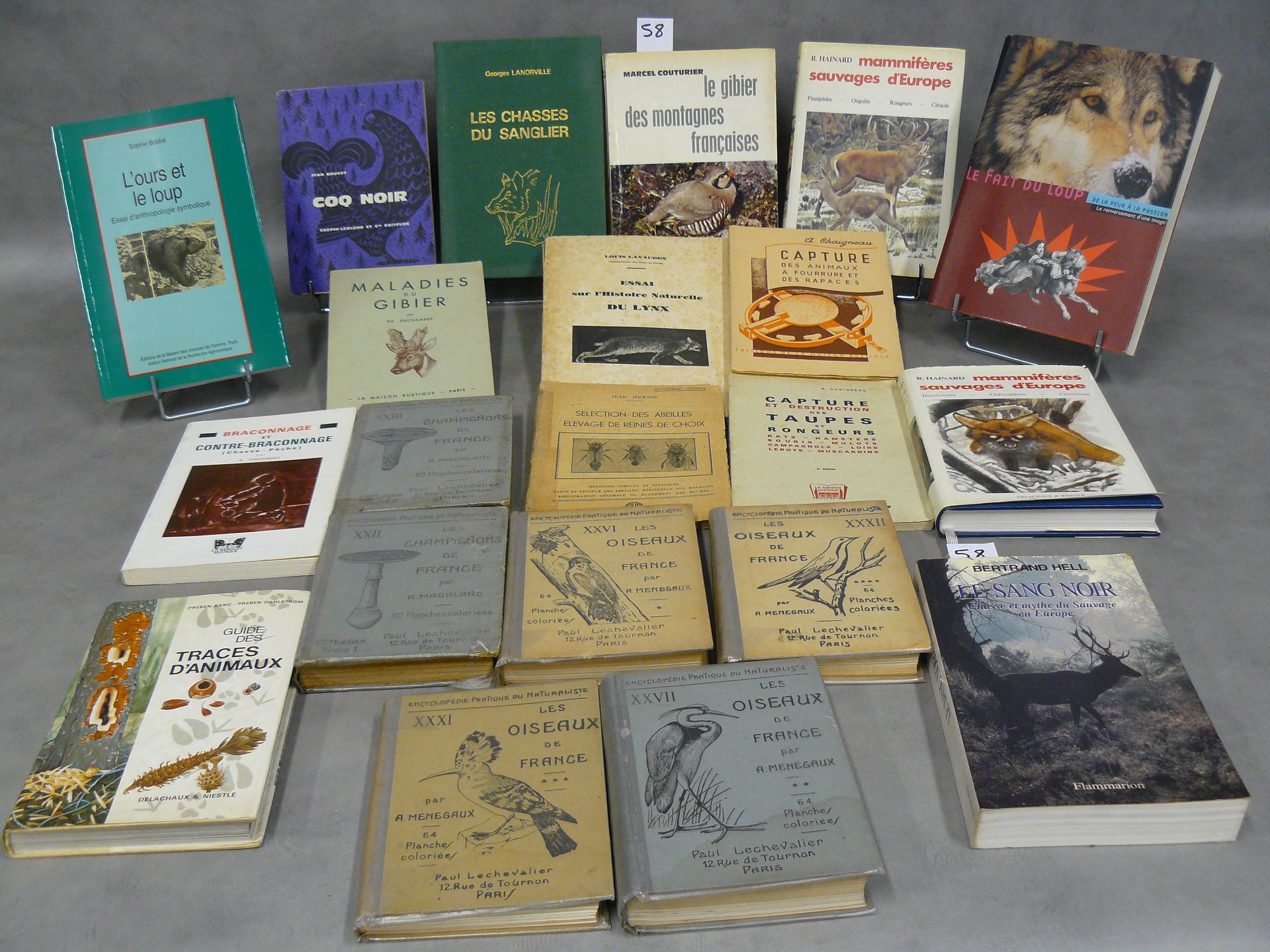 Gibiers, Oiseaux et Champignons lot of 21 books on game, birds, mushrooms, inclu&hellip;