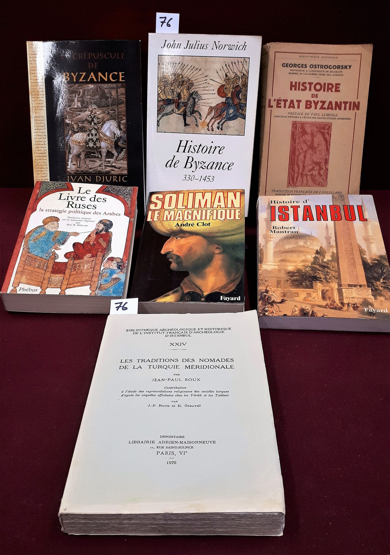 BYZANCE 一批7本关于拜占庭的书，Payot收藏，包括:拜占庭国家的历史