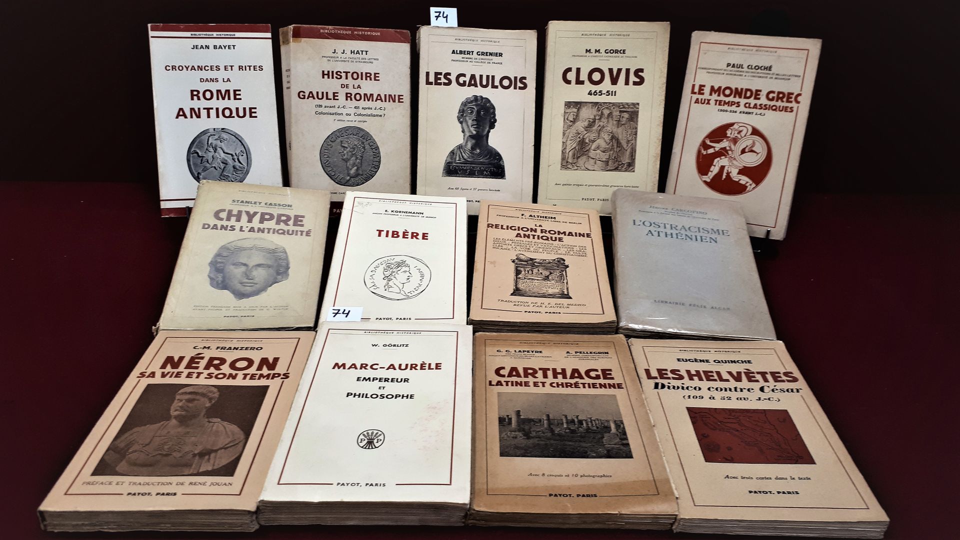 ANTIQUITÉ set di 13 libri sull'antichità, Roma, Gallia, collezione Payot, tra cu&hellip;