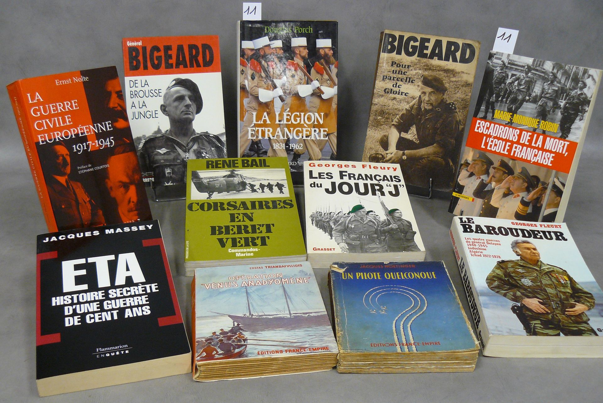 Légion, Commandos 关于军团、绿色贝雷帽等的11本书籍，包括:丛林中的Bigeard de la Brousse à la jungle