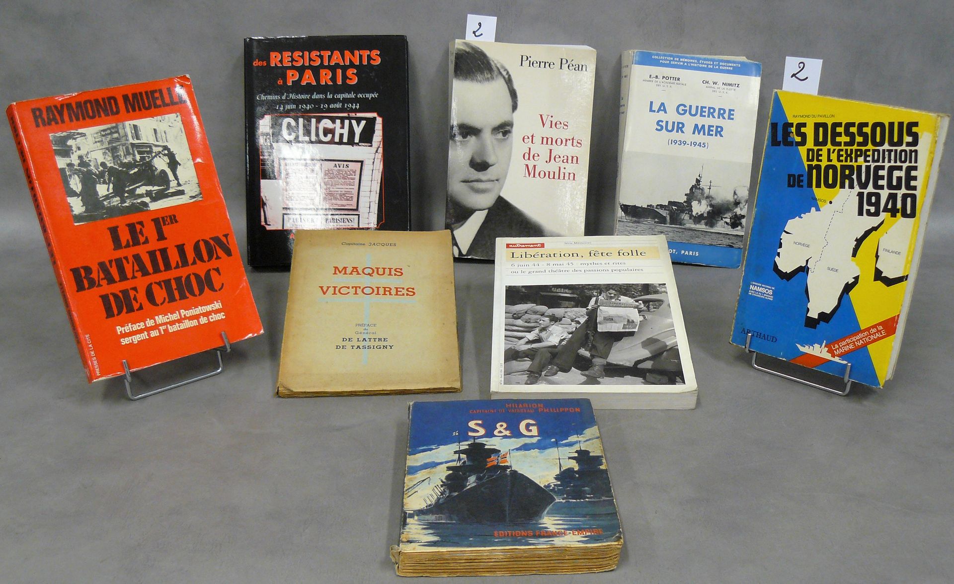 RÉSISTANCE lot of 8 books on the Second World War including : Jean Moulin