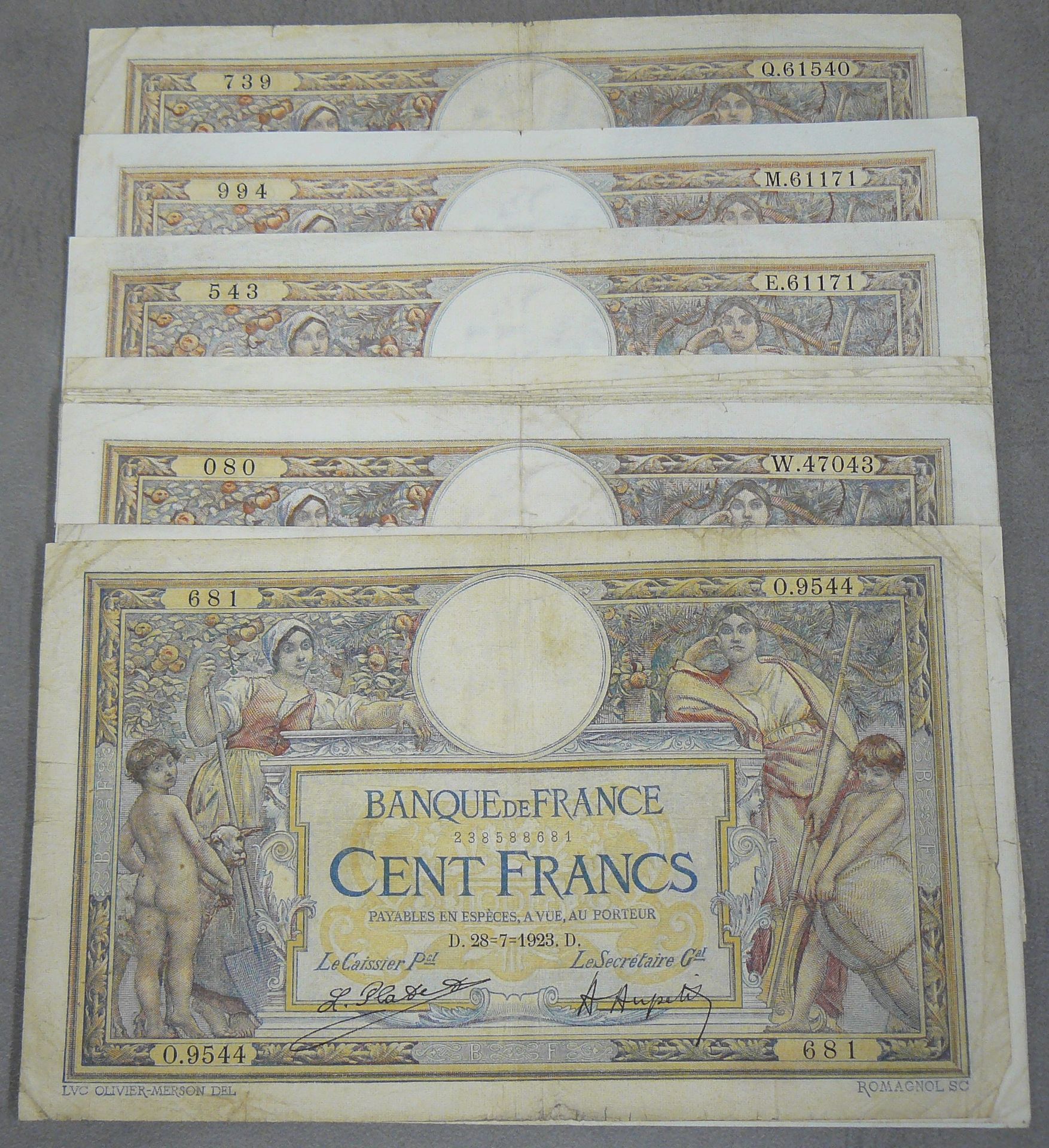Null 100 FRANCOS (LUC OLIVIER MERSON) - "sin LOM" - Lote de 17 billetes - Fayett&hellip;