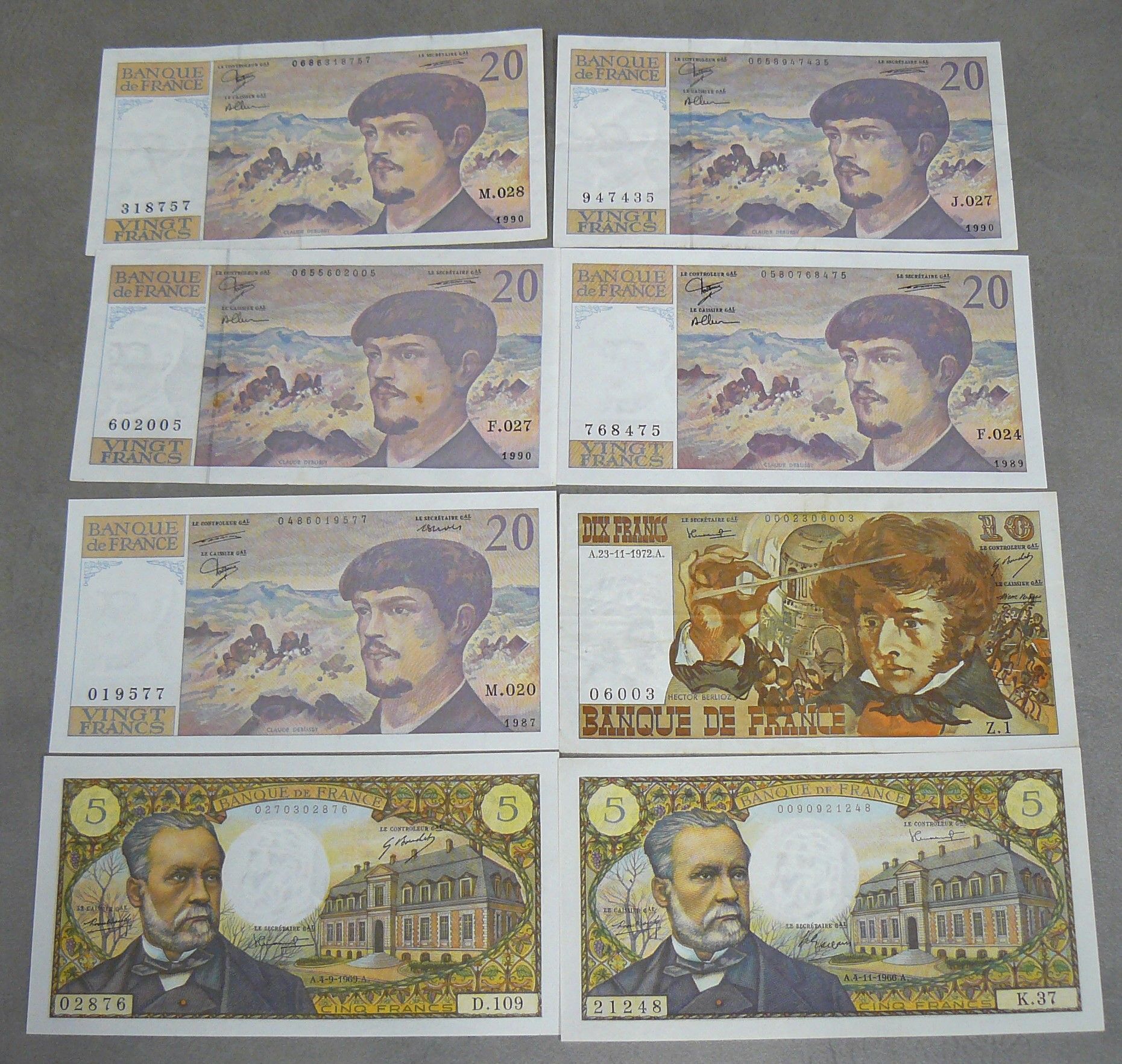 Null MISCELLANEA - Ristabilimento della FRANC - Lotto di 8 banconote varie - 5 F&hellip;