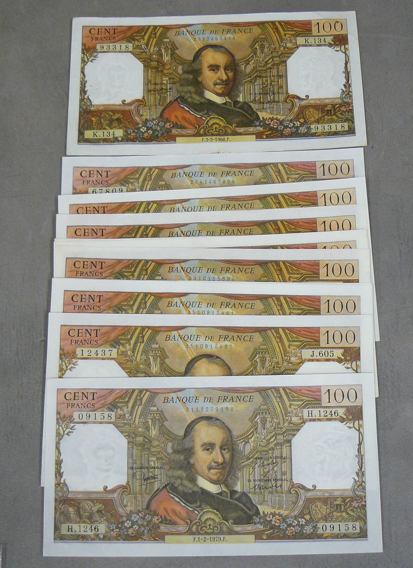 Null 100 FRANCS (CORNEILLE) - Tipo 1964 - Fayette 65 - Lotto di 12 banconote, al&hellip;