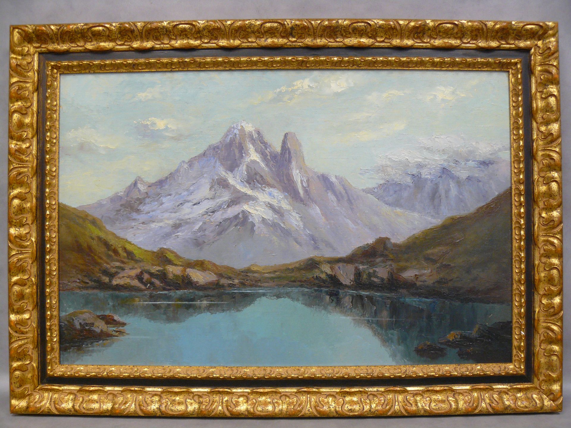 TROYER Prosper de TROYER : (1880-1961): Floria湖，Aiguilles vertes和Mont-Blanc的Drus&hellip;