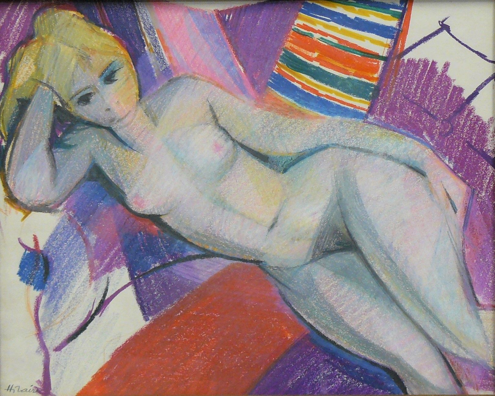 HILAIRE Camille HILAIRE (1916-2004): Nude stretched out with drapery, pastel sig&hellip;