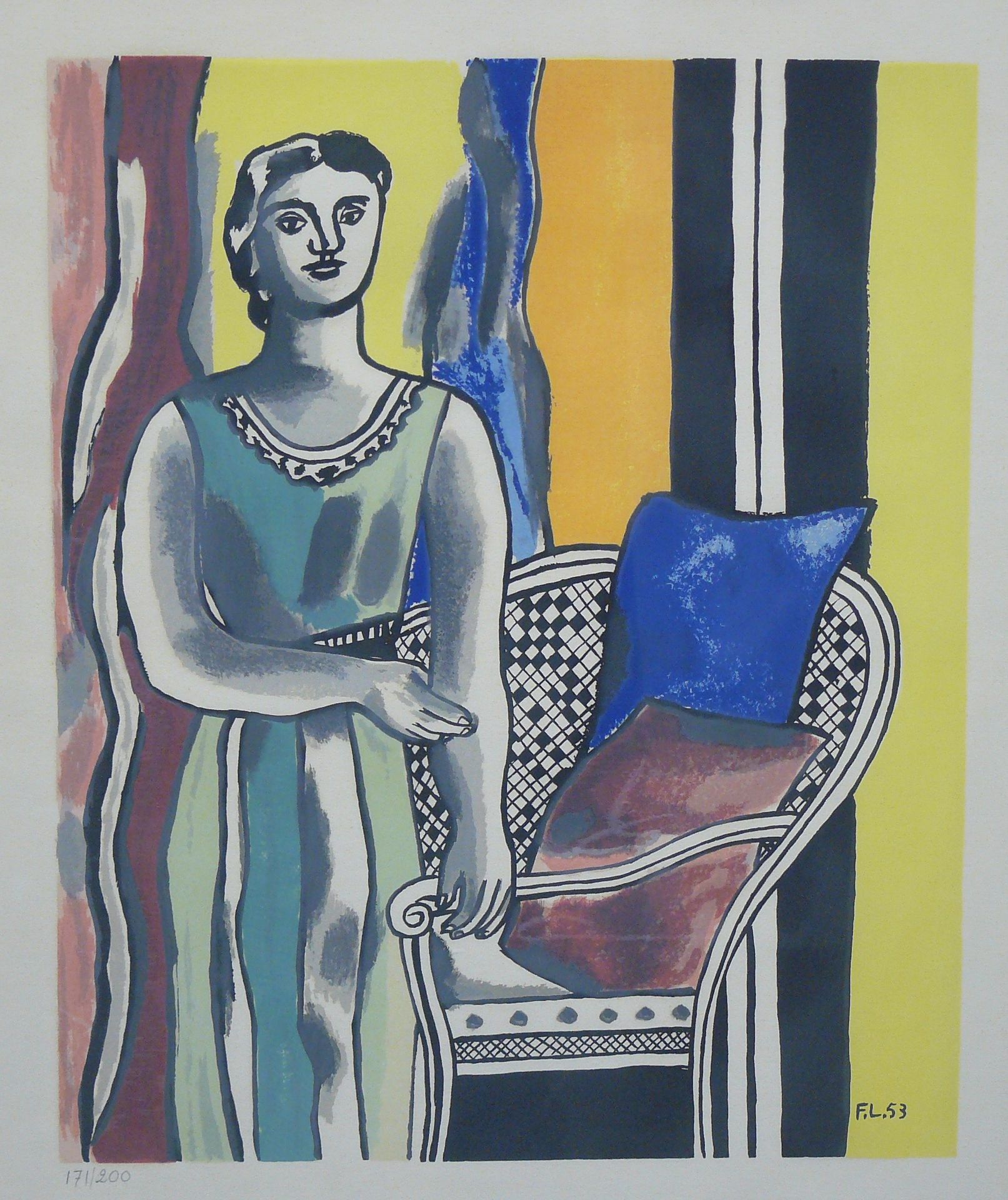 LEGER Fernand LEGER (1881-1855) : Woman in an armchair, lithograph in colors mon&hellip;