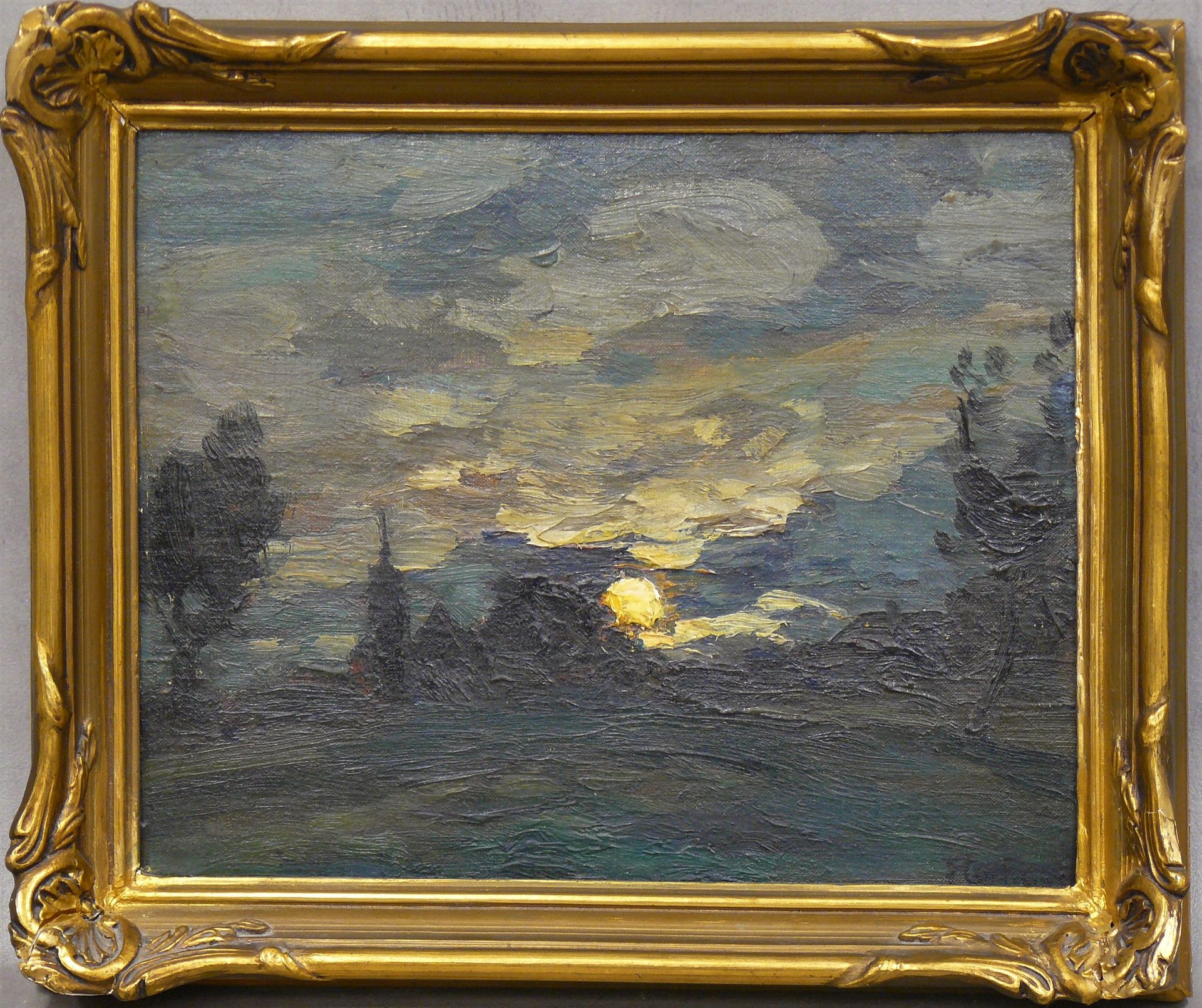 F. CACHOUD François CACHOUD (1866-1943) : Impression lunaire, huile sur carton s&hellip;