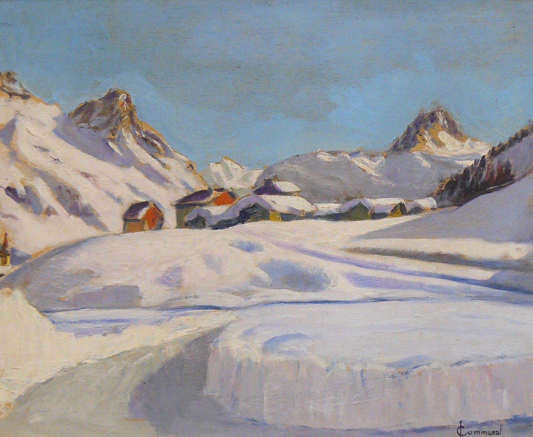 COMMUNAL Joseph COMMUNAL (1876-1962) : Tignes le Hameau des Boisses en hiver - F&hellip;