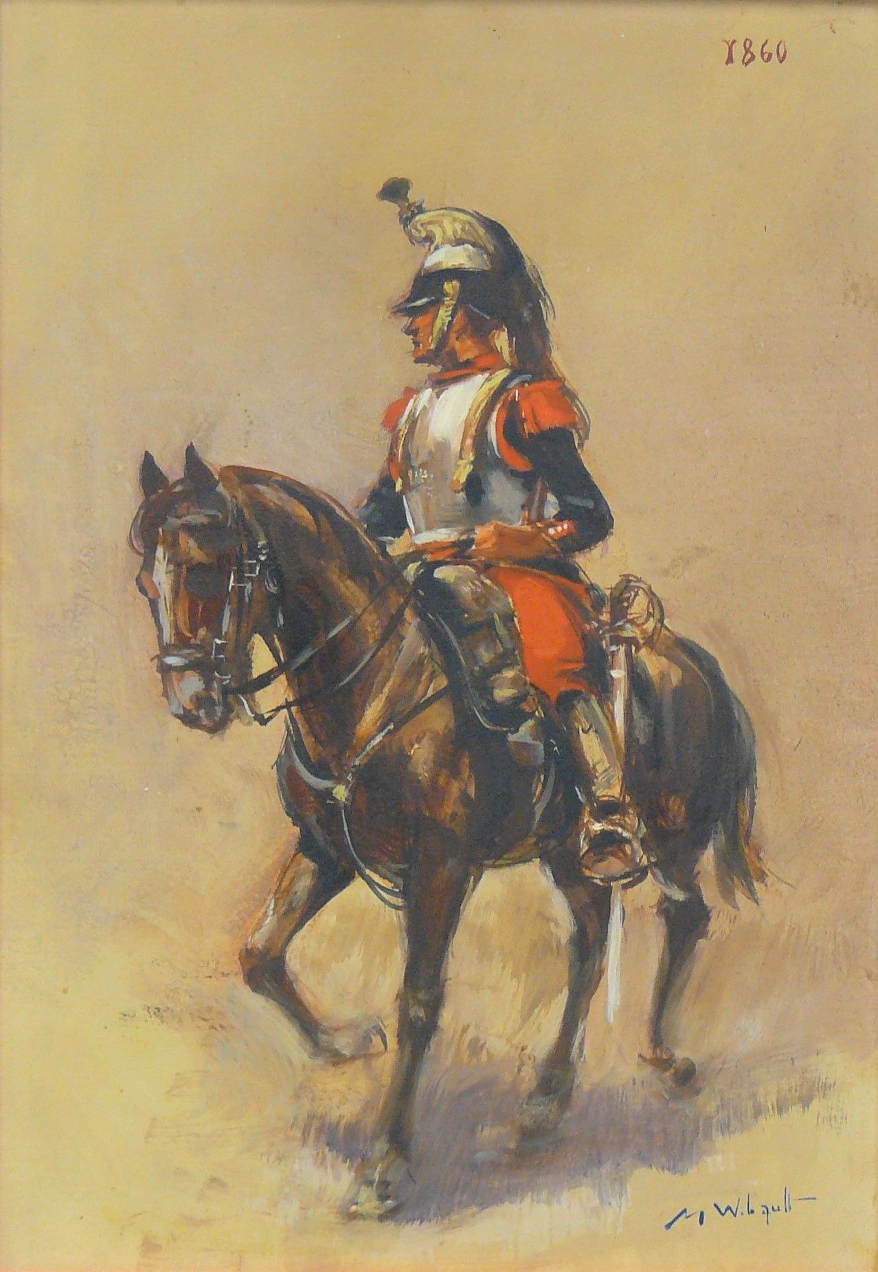 Marcel Wibault Marcel Wibault(1904-1998): cuirassier 1860, oil on isorel signed &hellip;