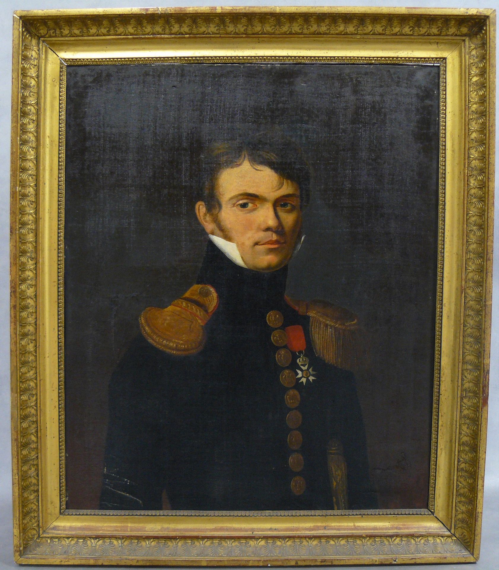 Null Ecole du 19ème siècle, portrait d'Officier à la Légion d'Honneur, huile sur&hellip;