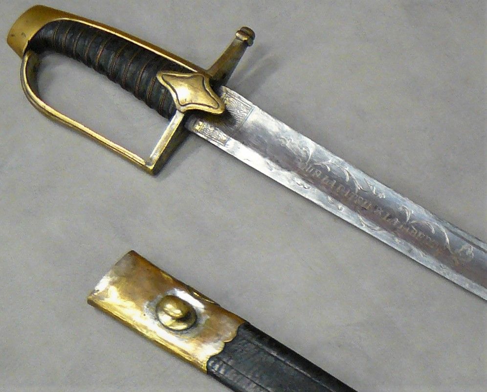 Null Officer's saber of the Chasseurs à Pied model 1792, brass single-branch hil&hellip;