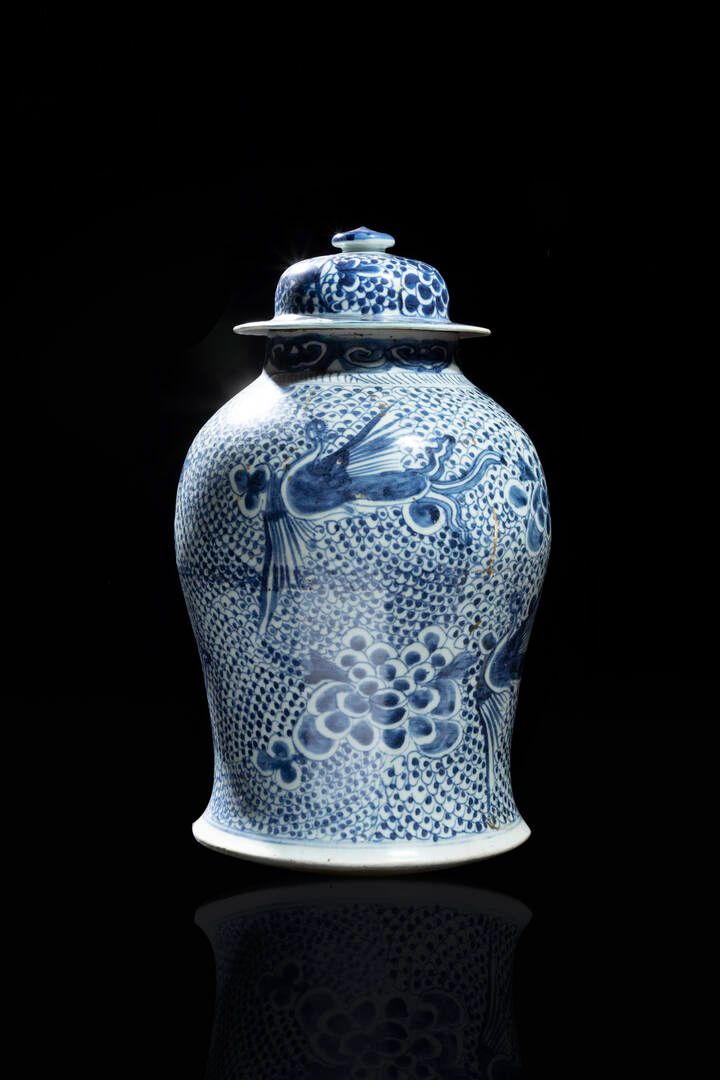 VASO VASO
Vaso in porcellana bianco e blu dipinto con fenici, Cina, dinastia Qin&hellip;