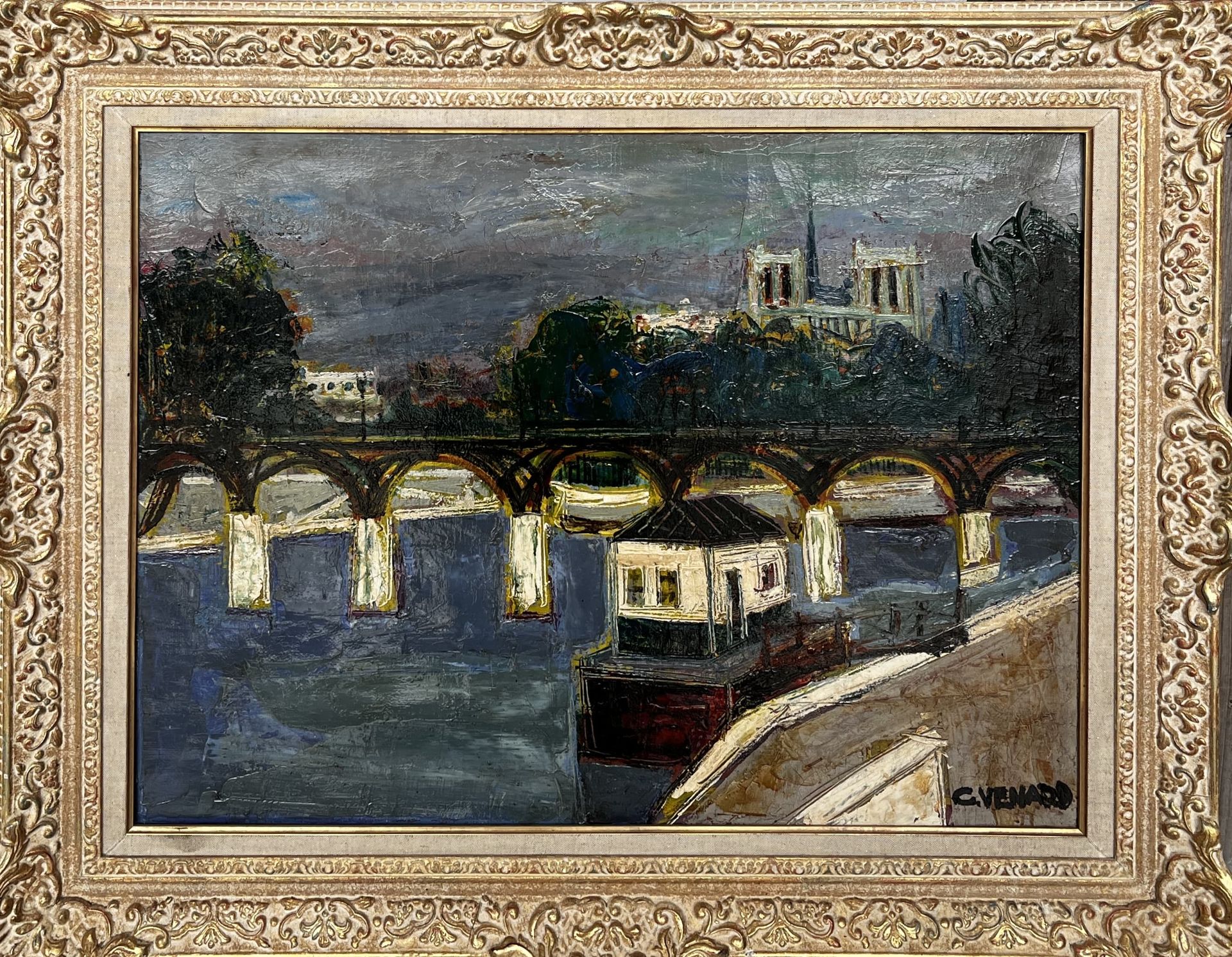 Null Claude VENARD (1913-1999)
"La passerelle des Arts et Notre-Dame, Paris"
Hui&hellip;