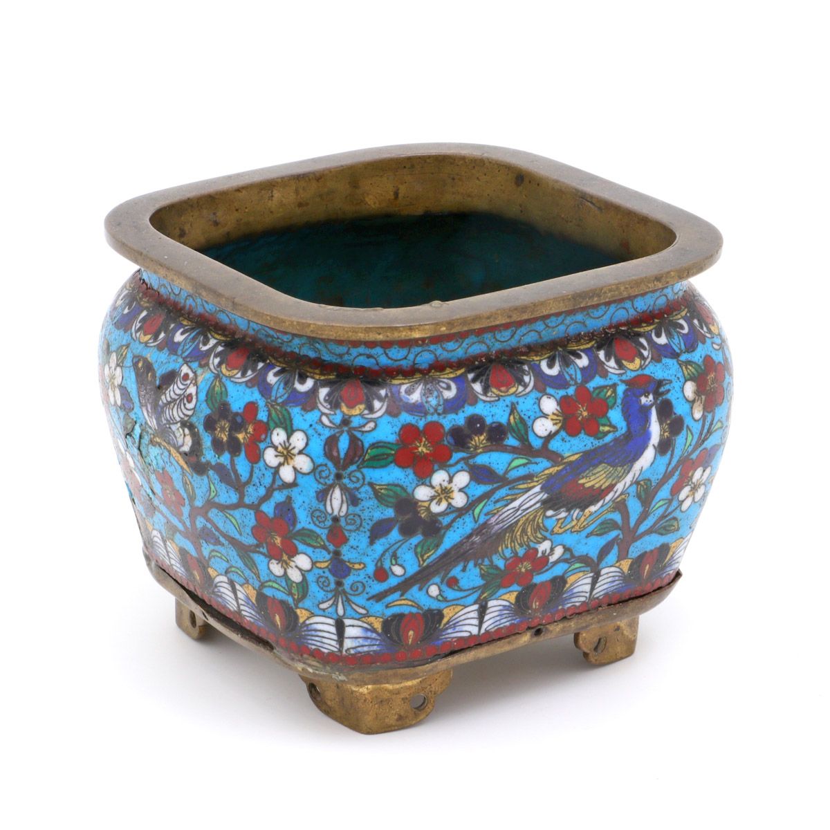 AN ORIENTAL BOWL AN ORIENTAL BOWL Metal and cloisonné, decoration with floral mo&hellip;