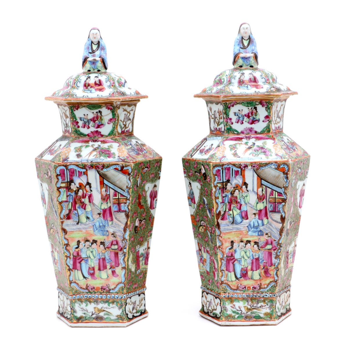 A Pair of Covered Vases A PAIR OF COVERED VASES Chinese porcelain, Qing Dynasty,&hellip;