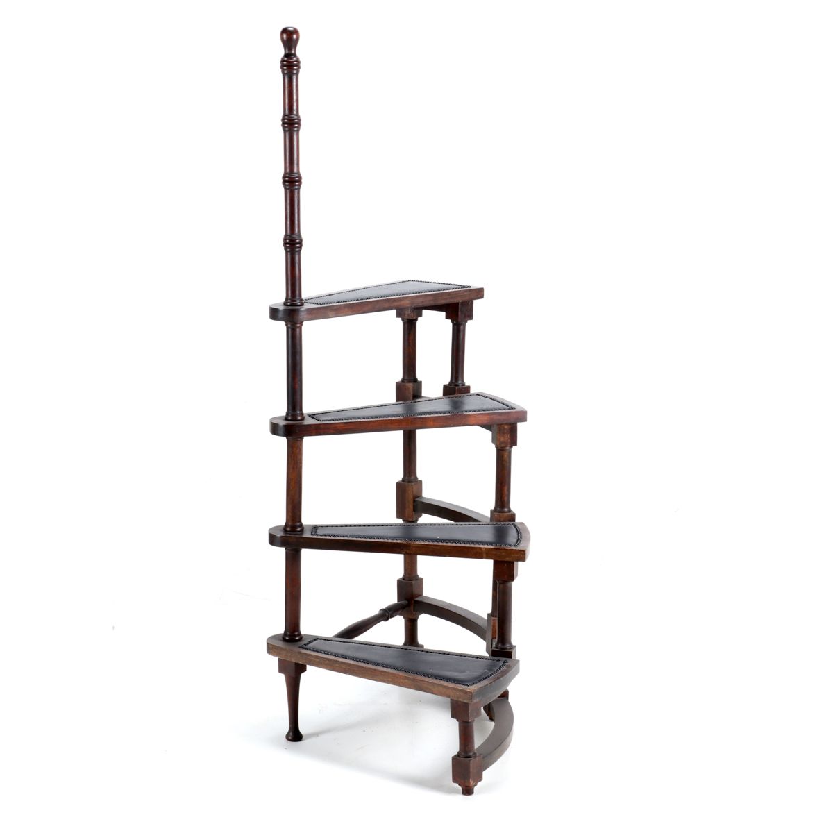A LIBRARY LADDER A LIBRARY LADDER Mahogany, with four steps, ecoleahter lined. D&hellip;