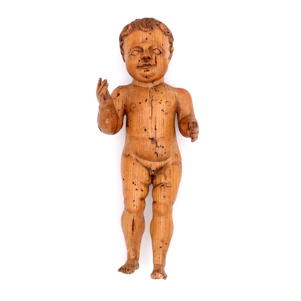 CHILD JESUS CHILD JESUS Chesnut sculpture. Losses. Portugal, 18th Century. Weigh&hellip;