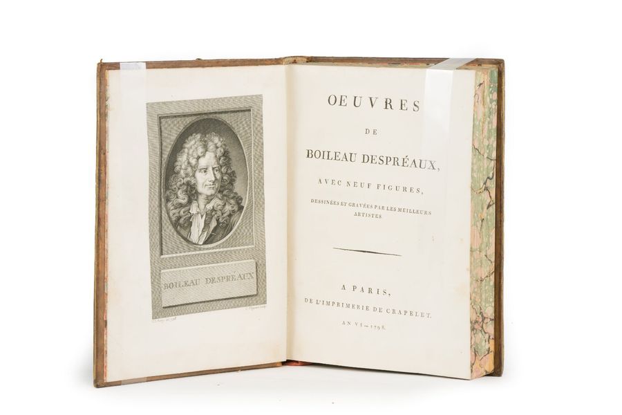 Nicolas BOILEAU DESPREAUX OEuvres. Paris, Crapelet, An VI-1798. In-4, veau marbr&hellip;