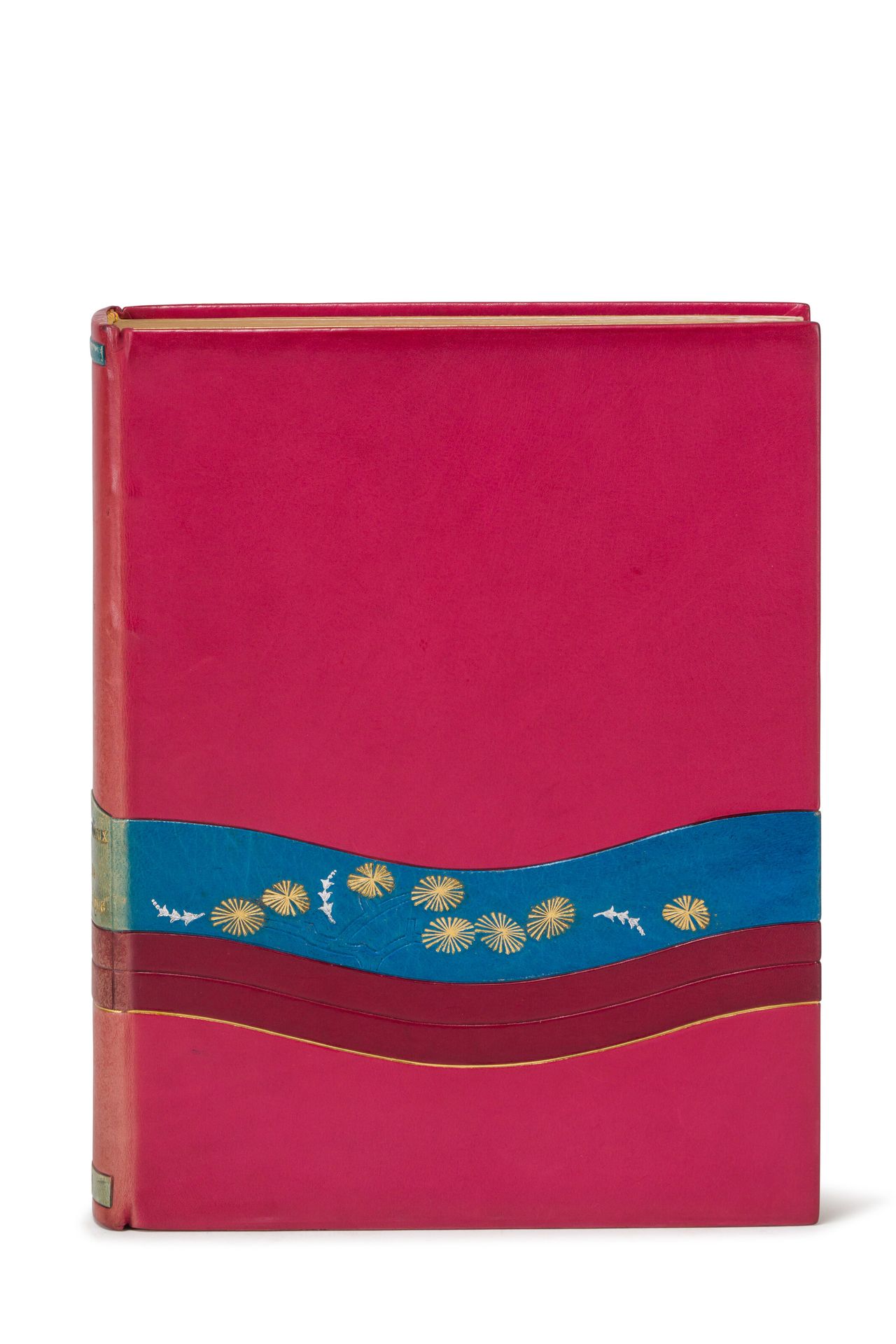 Jean GIRAUDOUX. 苏珊娜和太平洋。巴黎，A la Cité des Livres，1926年。8寸无边框，紫红色盒，蓝色宽波浪形带，血红色盒经过盘&hellip;