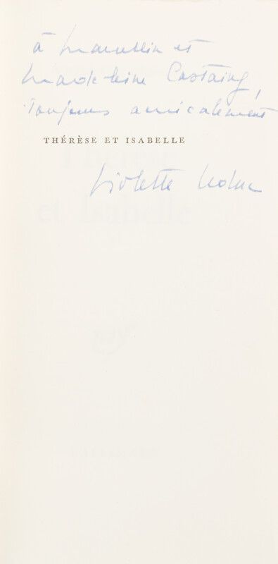 Null LEDUC (Violette) (1907-1972) 

Thérèse e Isabelle.

París, Gallimard, 1996.&hellip;